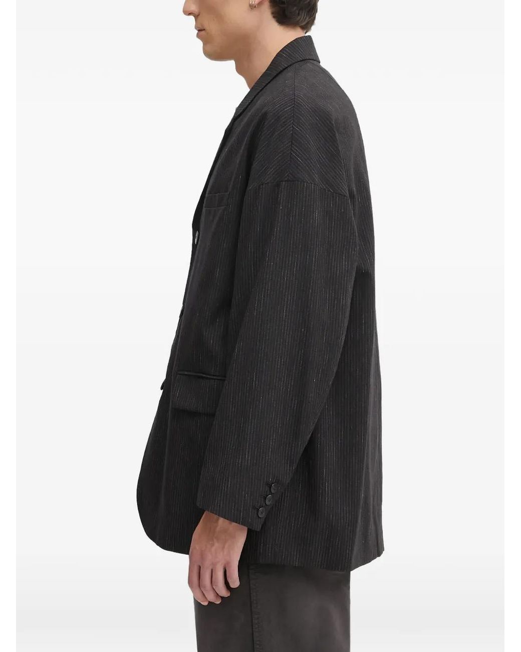 Visvim Black Pinstripe-Pattern Blazer for men