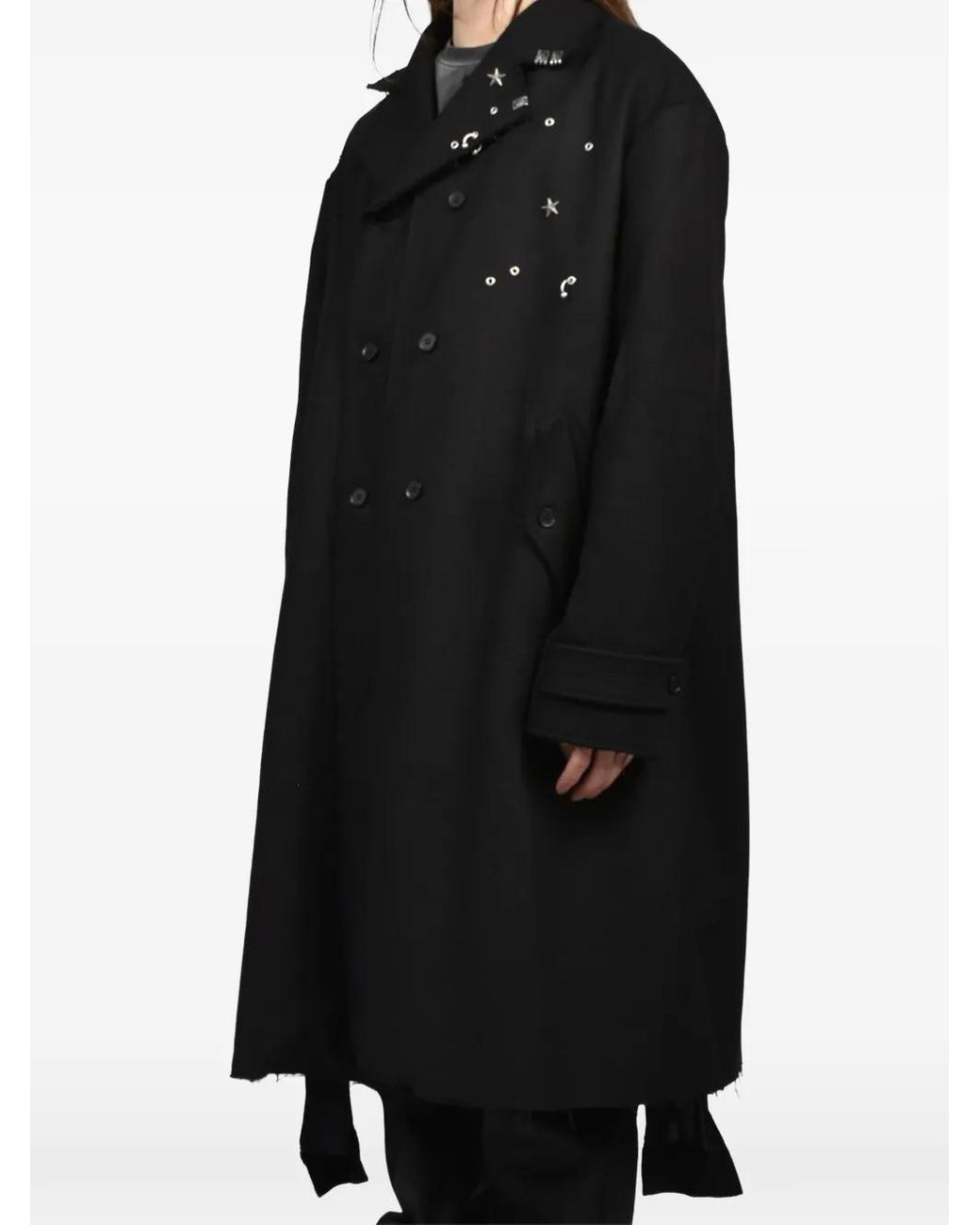 Troubled Waters Black Lieutenant's Frayed Coat for men