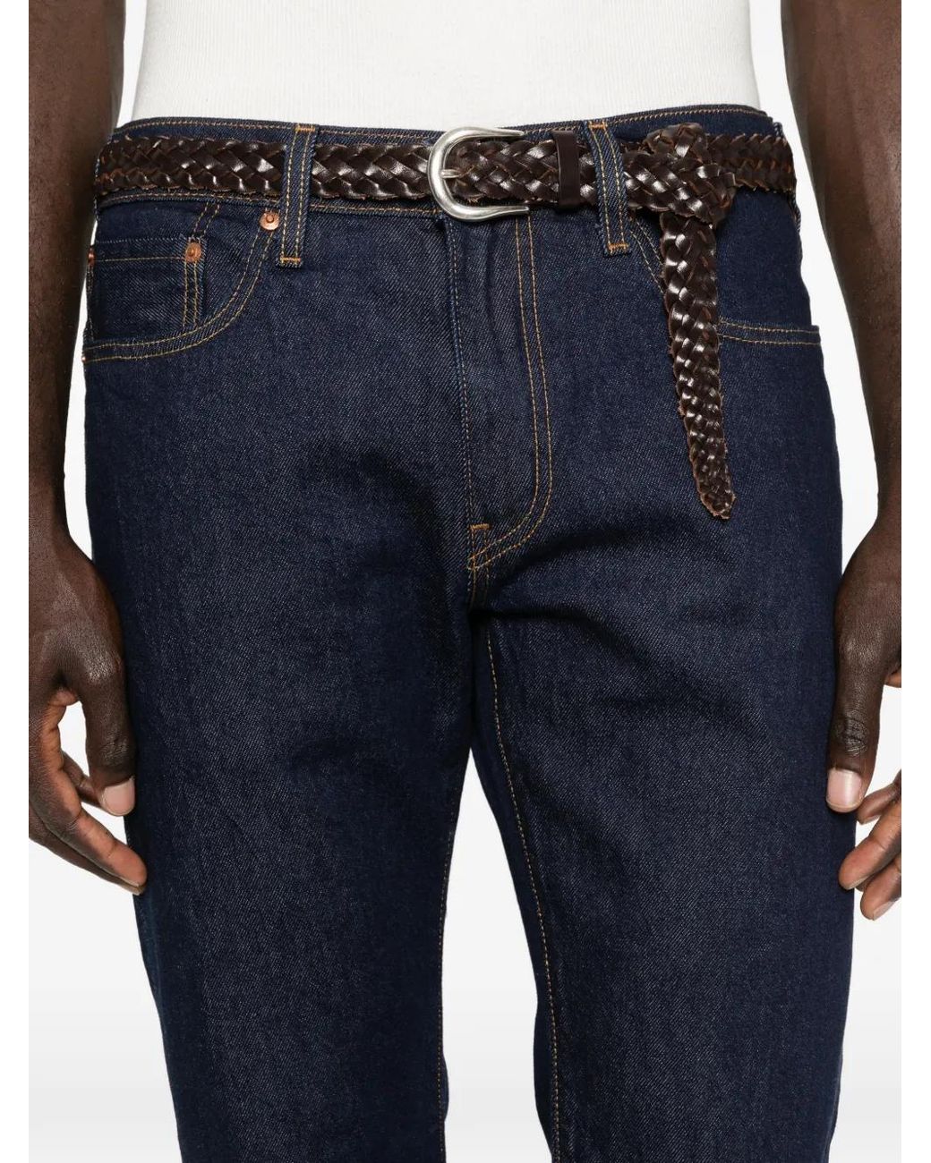 Levi's Blue 502 Taper Selvedge Jeans for men