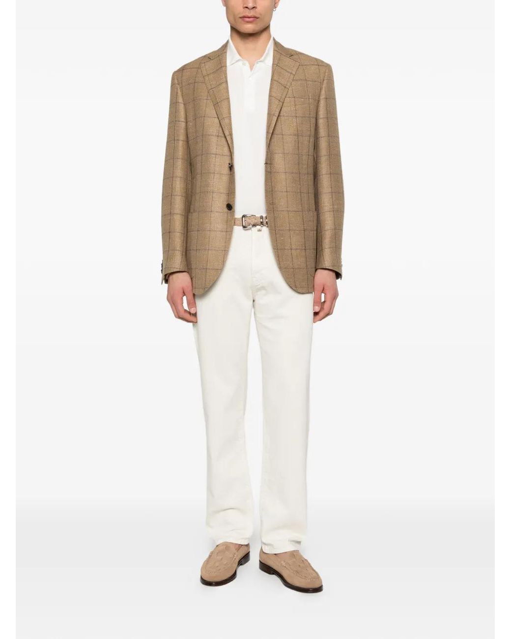 Corneliani Natural Checked Button Jacket for men