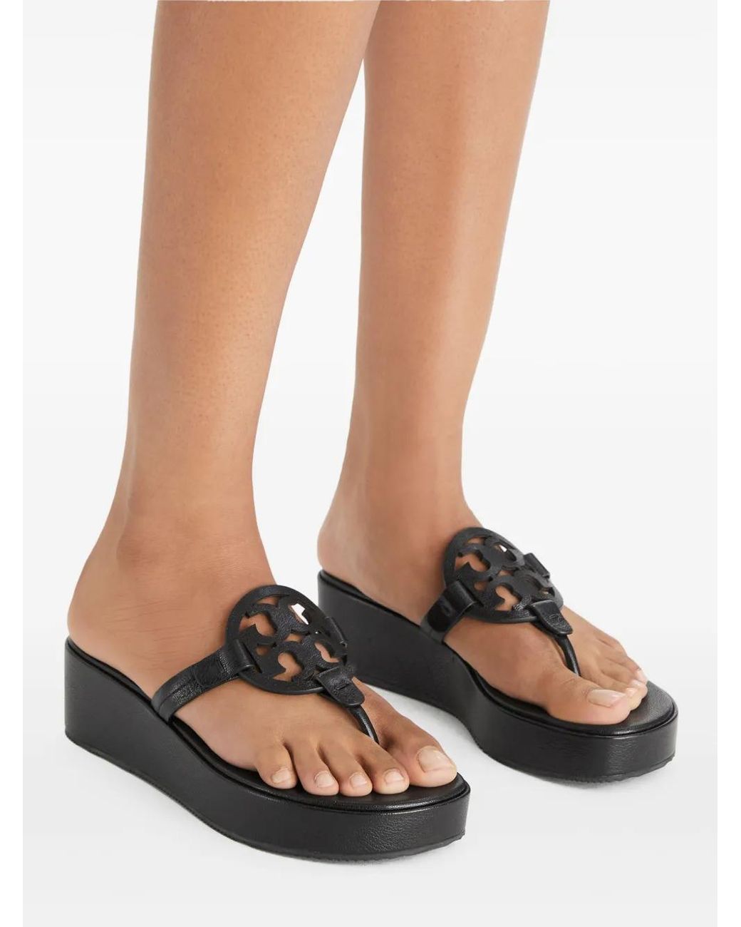 Tory Burch Black Miller Wedge Sandals