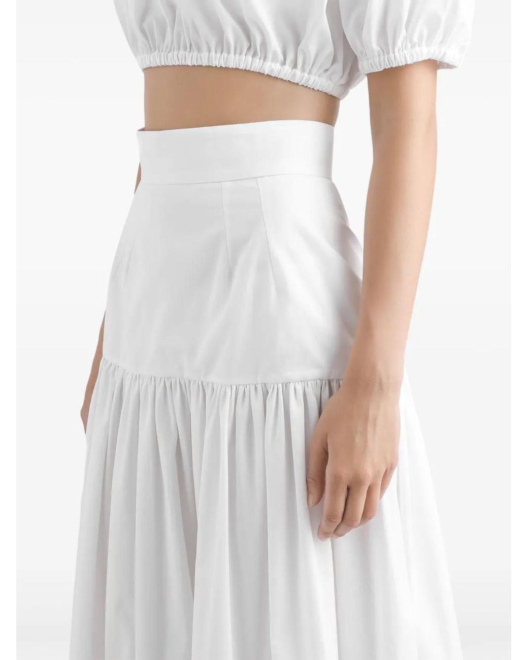 Dolce & Gabbana White Long Pleated Chiffon Skirt