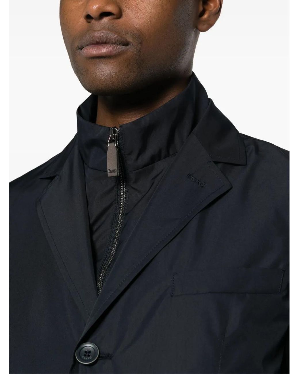 Herno Blue Byron Layered Single-Breasted Blazer for men