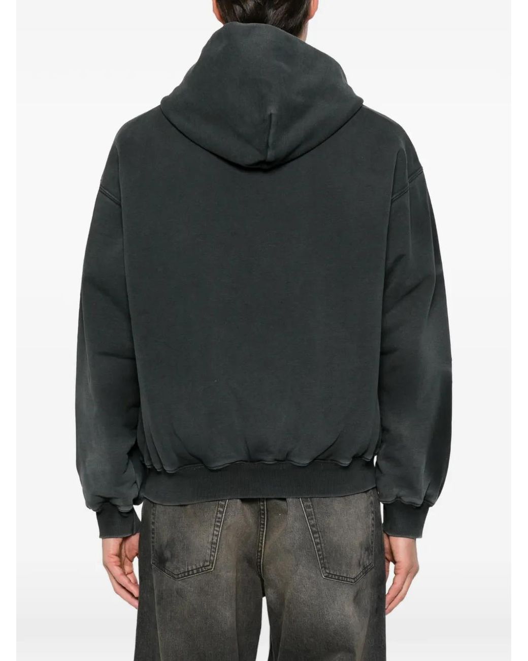 ERCOLE STUDIO Black Stud-Embellished Zip-Up Hoodie for men