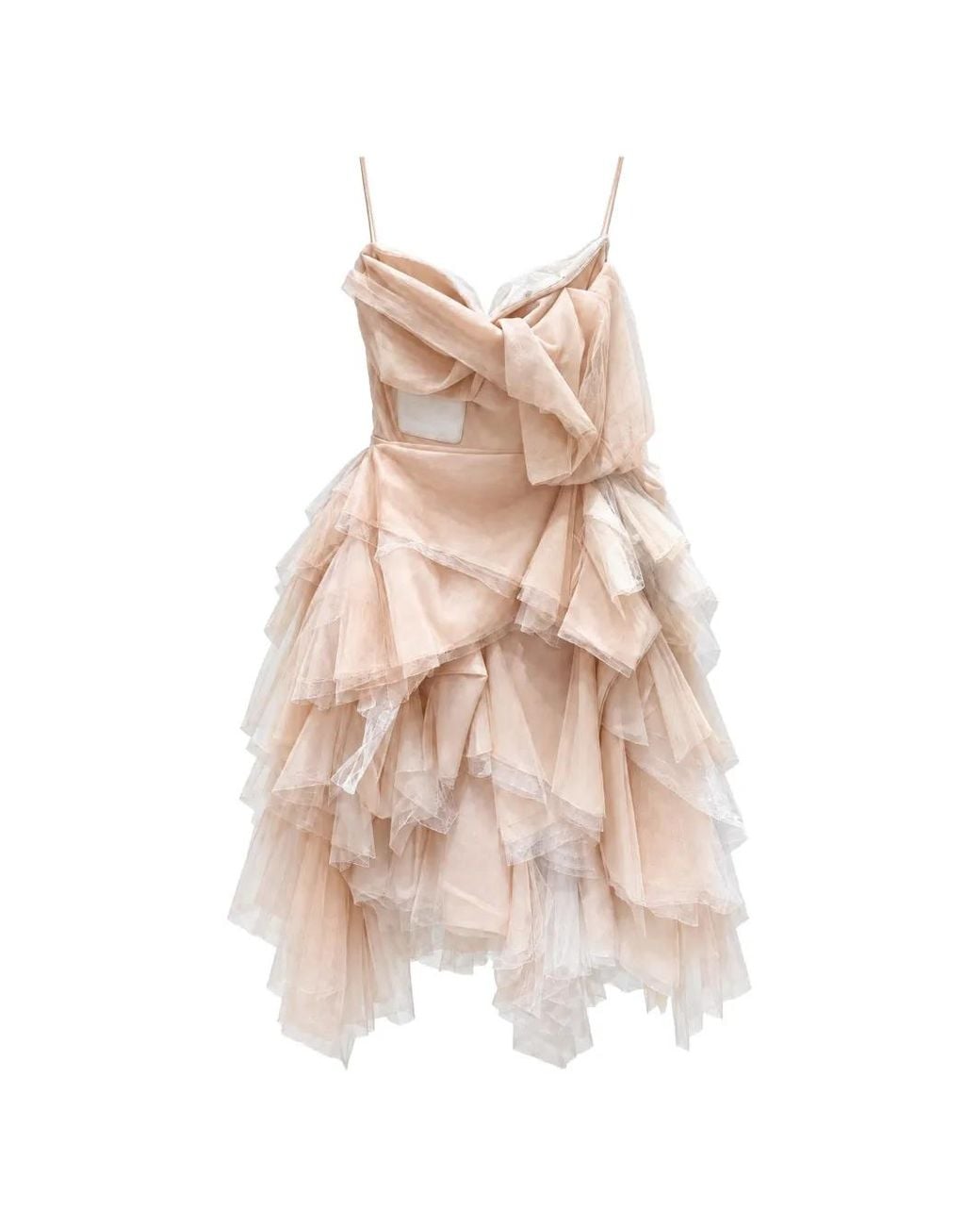 Maticevski Pink Ruffled Tulle Mini Dress