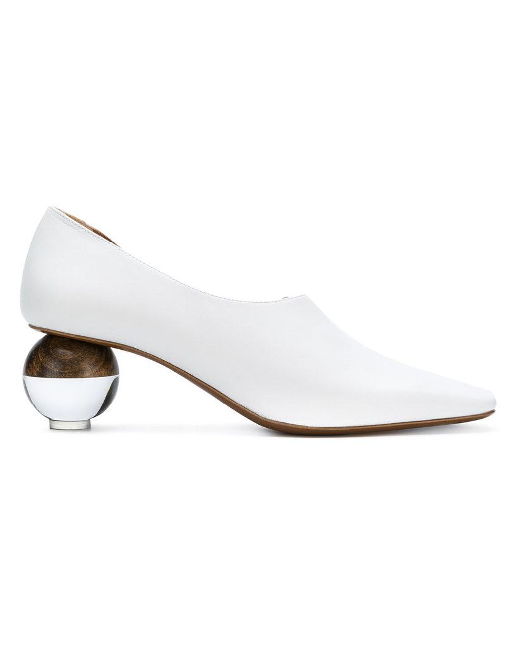 Neous Leather Ball Heel Pumps in White Lyst Australia