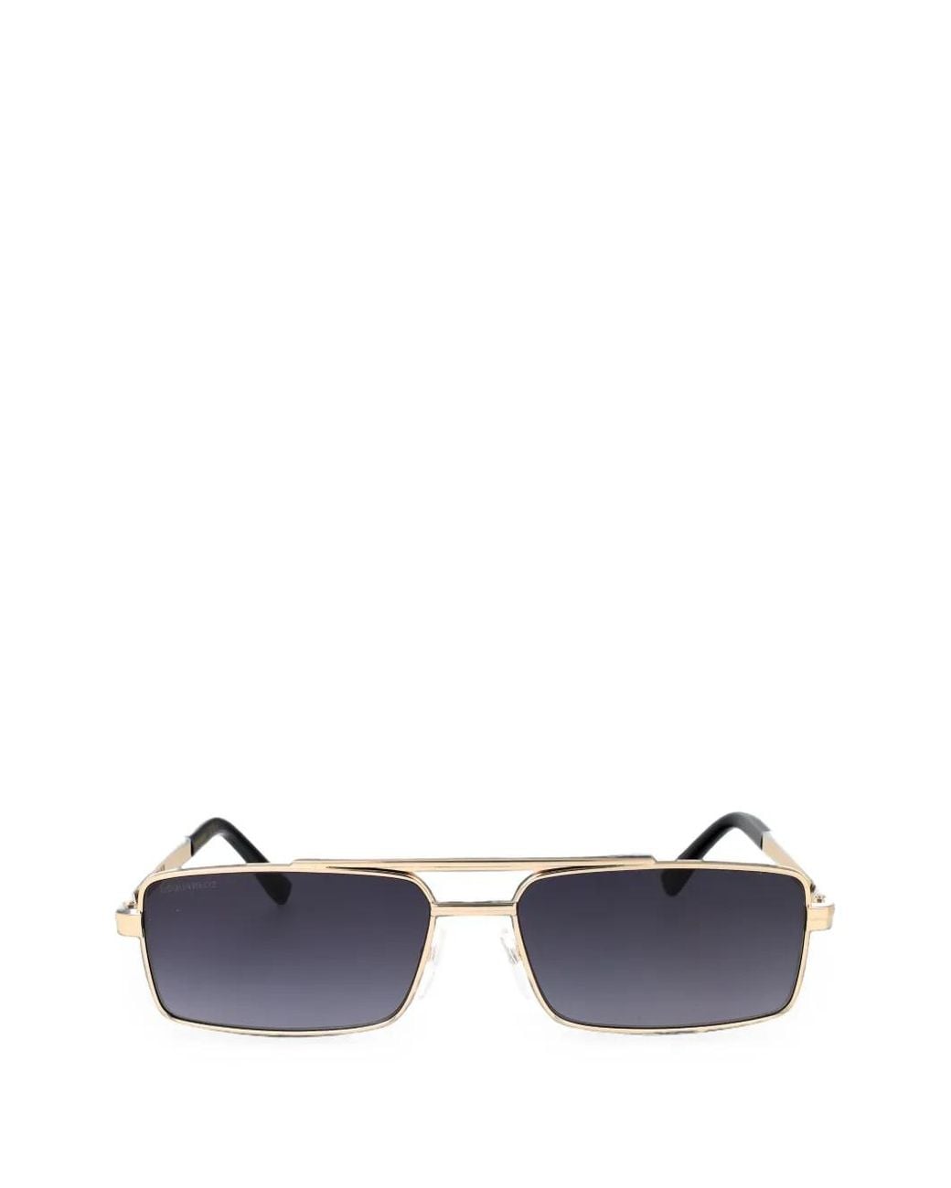DSquared² White Double-Bridge Rectangle-Frame Sunglasses for men
