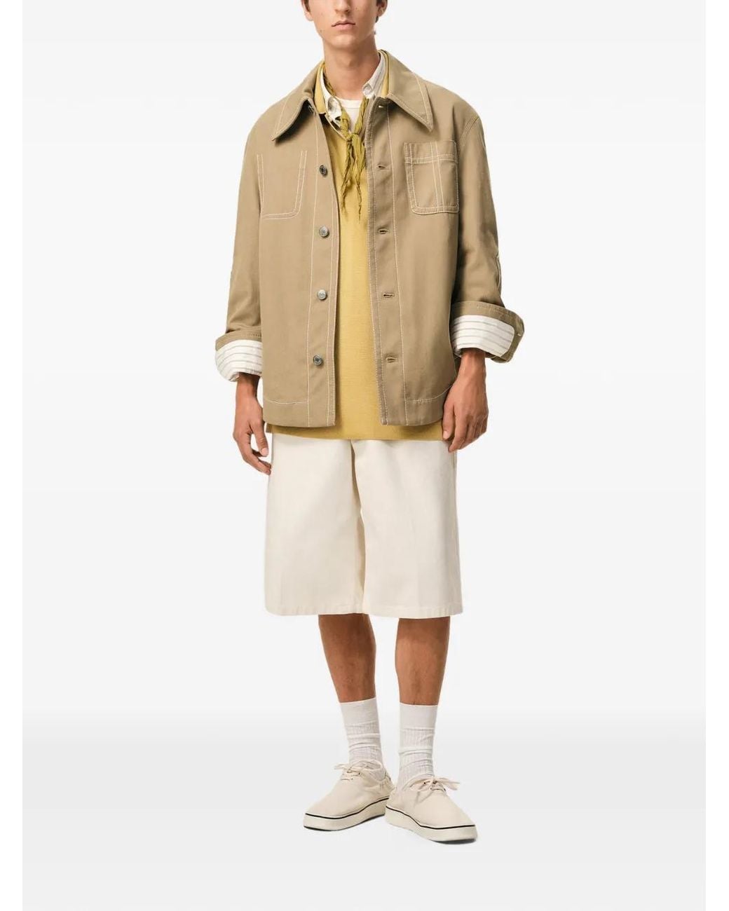 AMI Natural Cotton Worker Buttoned Jacket