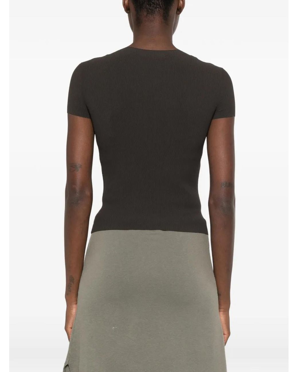 Alexander Wang Black Ribbed-Knit Logo-Print T-Shirt