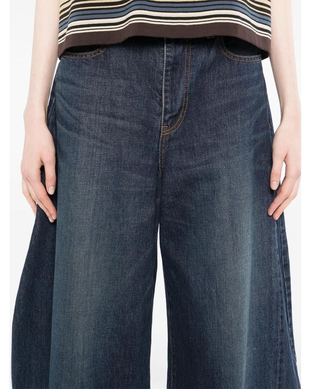 Sacai Blue Wide-Leg Denim Jeans