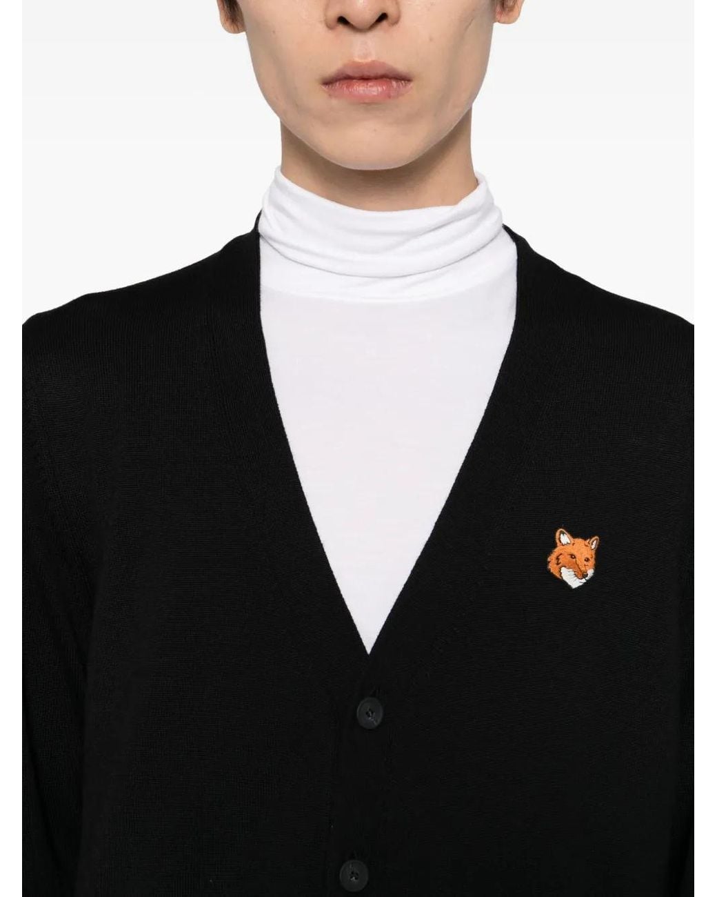 Maison Kitsuné Black Fox Head Merino Regular Cardigan Clothing for men