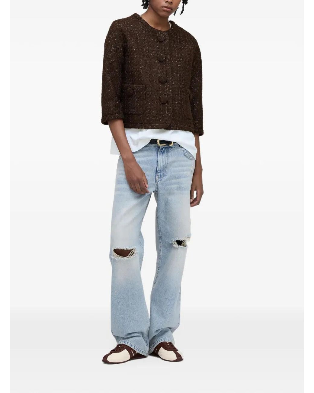 Marc Jacobs Brown Tweed Backwards Lady Jacket