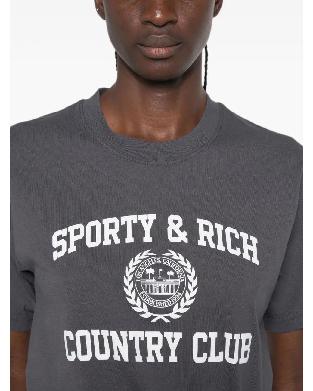 Sporty & Rich Gray T-Shirt À Logo Imprimé