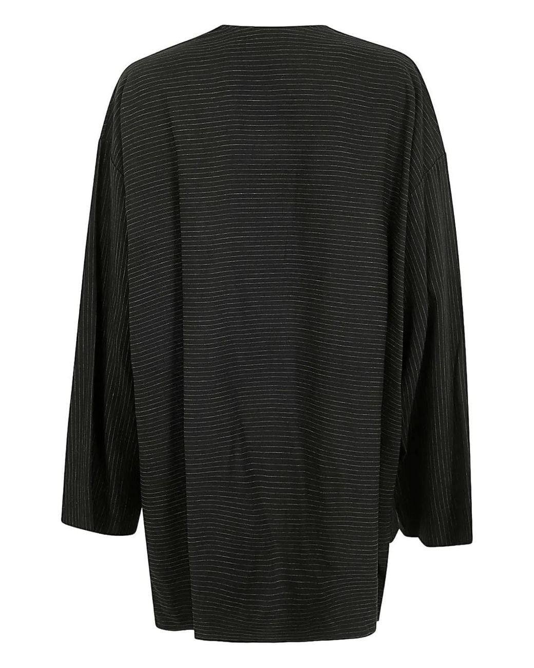 Maria Calderara Black Pinstriped Pocket Jacket