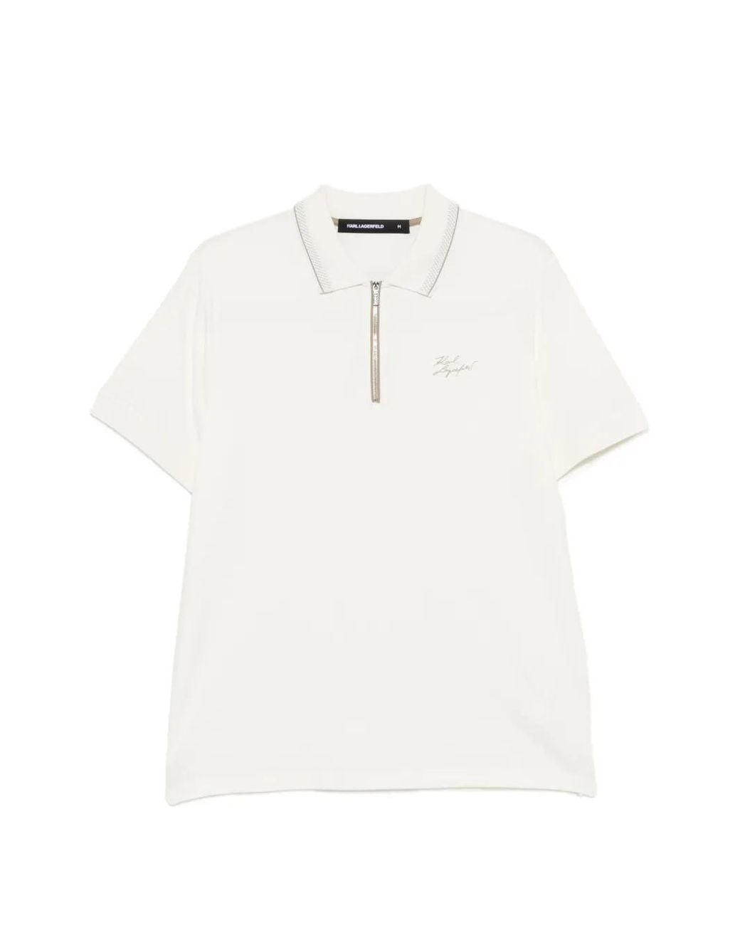 Karl Lagerfeld White Zip-Fastening Polo Shirt for men