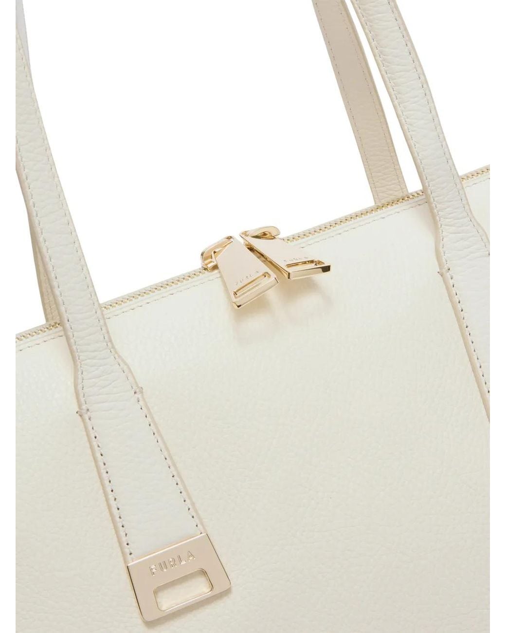 Furla White Olivia M Top Handle Tote Bag