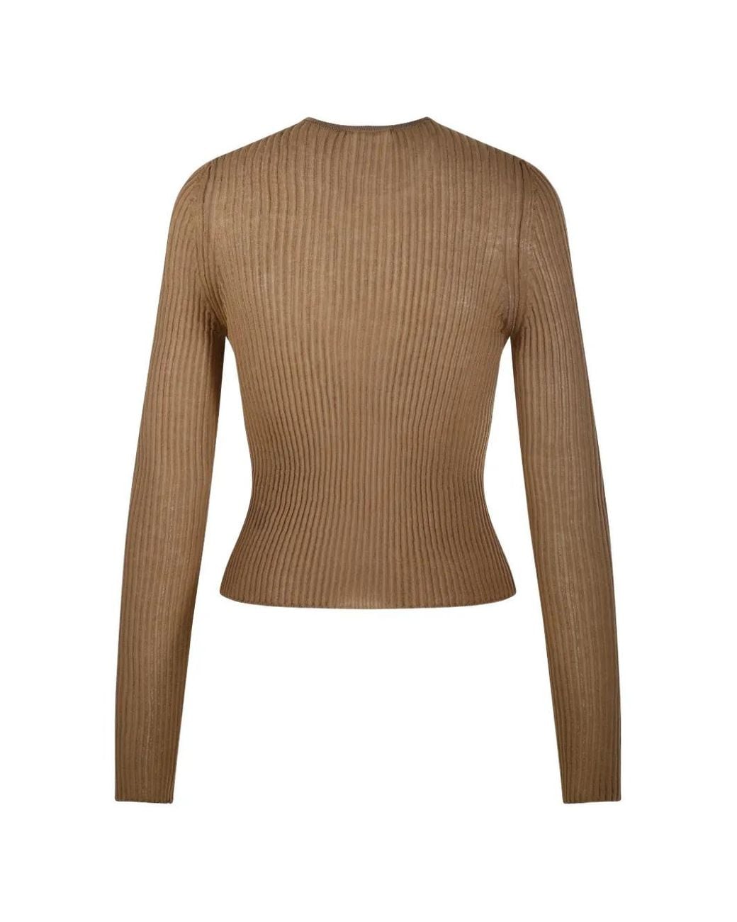 Nude Natural Ruffled Ribbed Blouse