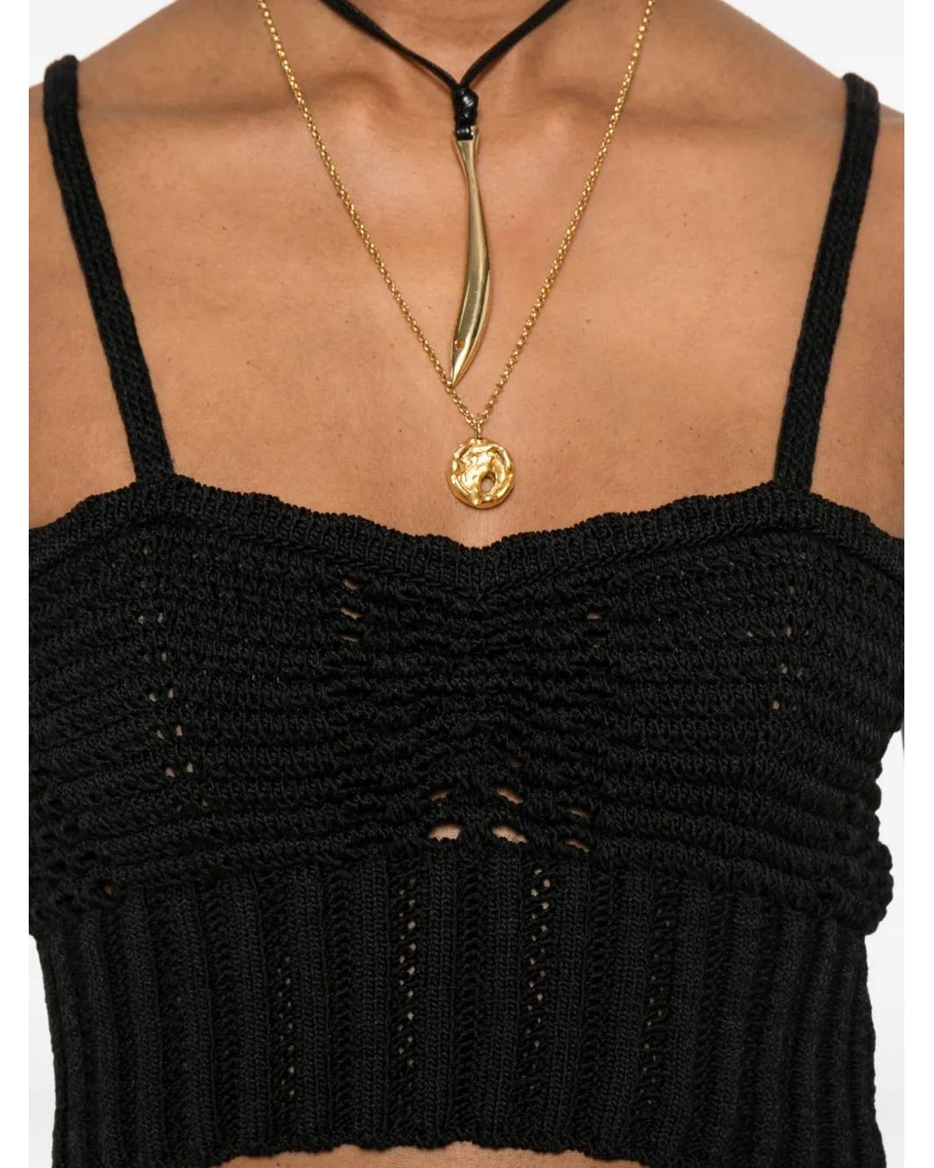 Forte_forte Black Knitted Bralette Top