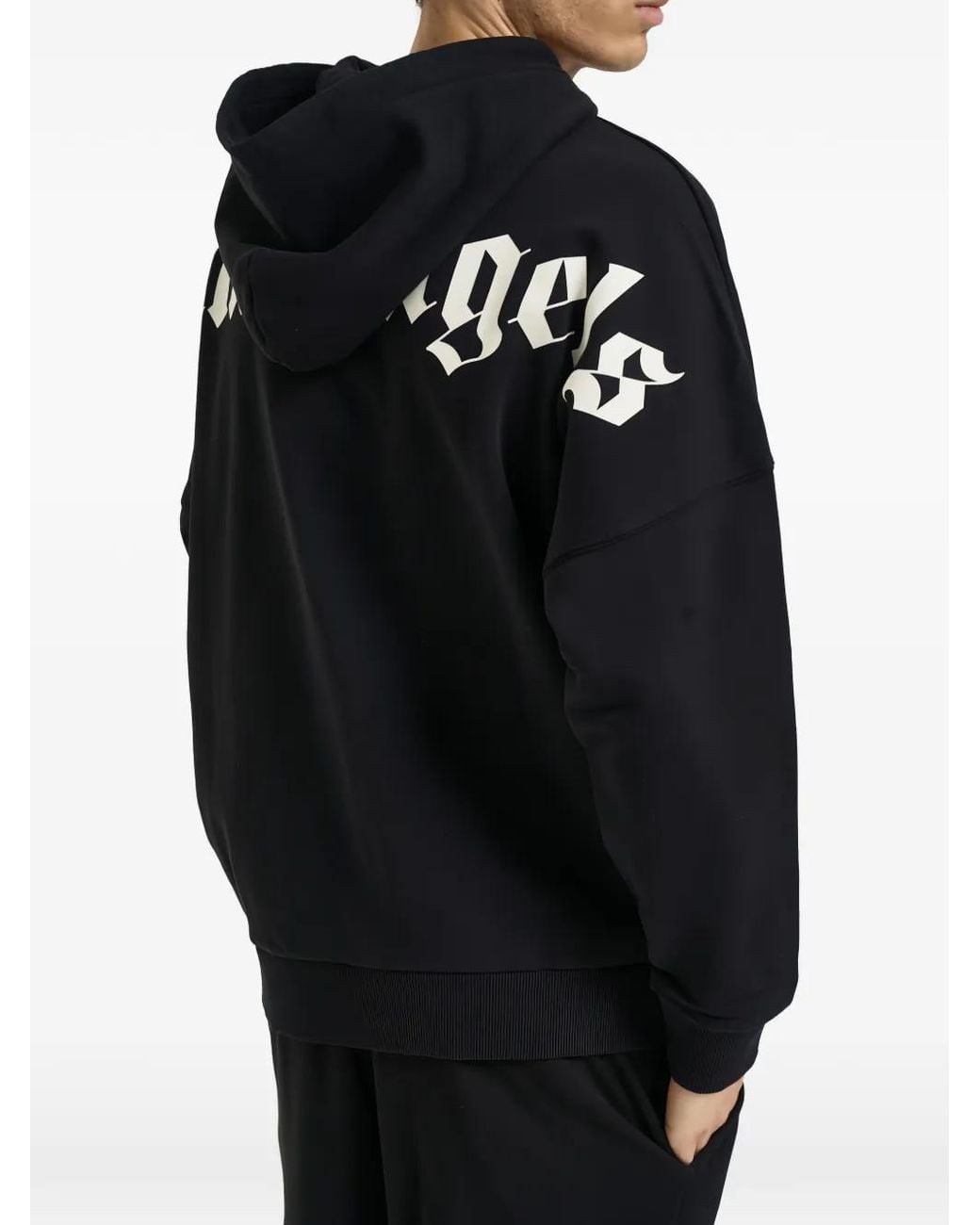 Palm Angels Blue Logo-Print Hoodie for men