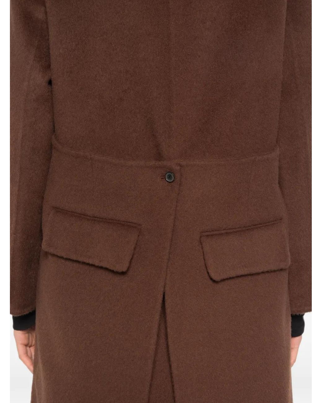 Source Unknown Brown Manteau Hutton À Boutonnière Croisée