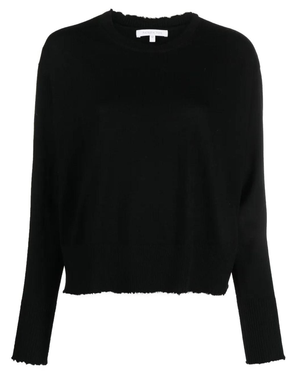 Patrizia Pepe Black Distressed-Finish Wool Jumper