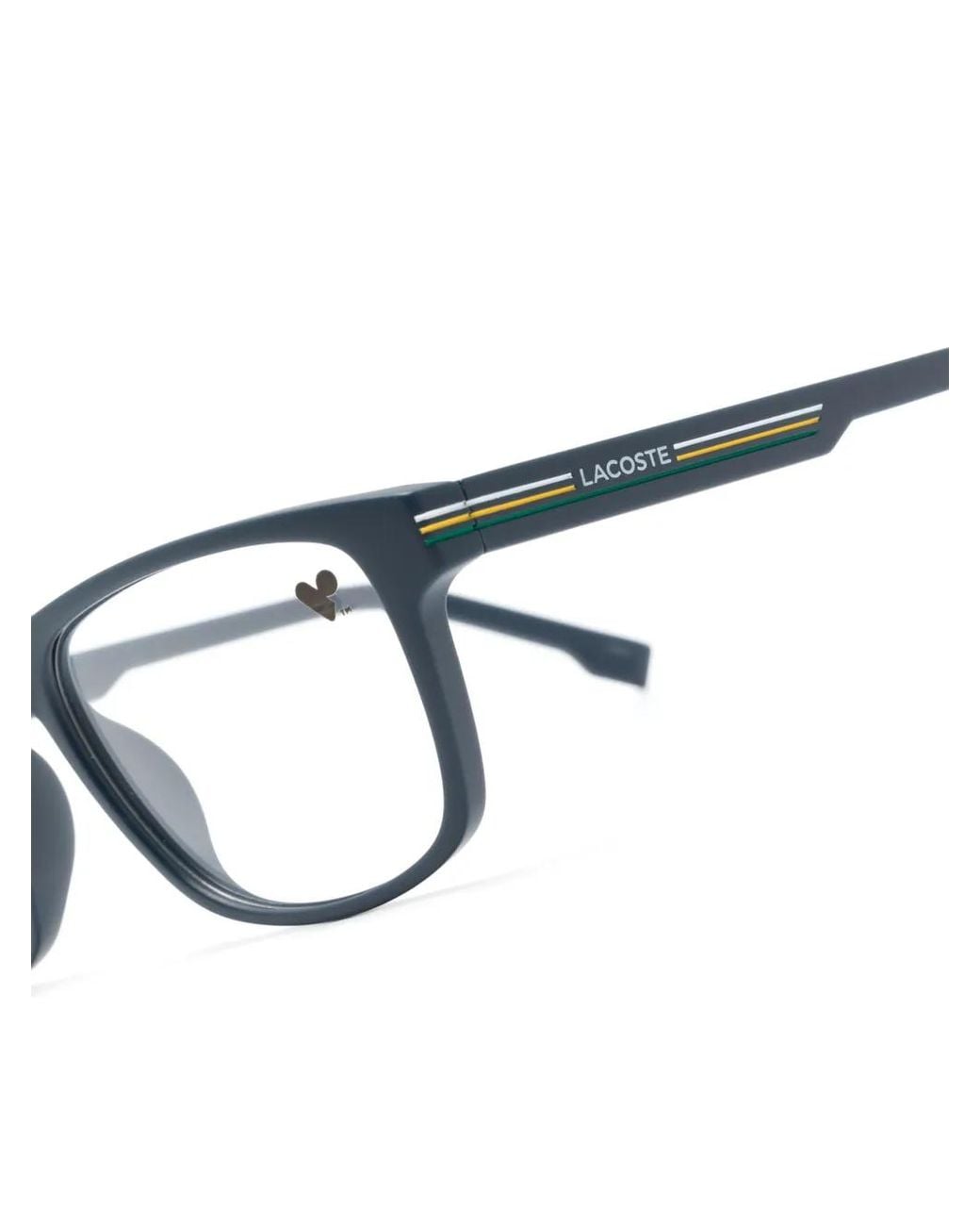 Lacoste Brown Side-Stripe Square-Frame Glasses for men