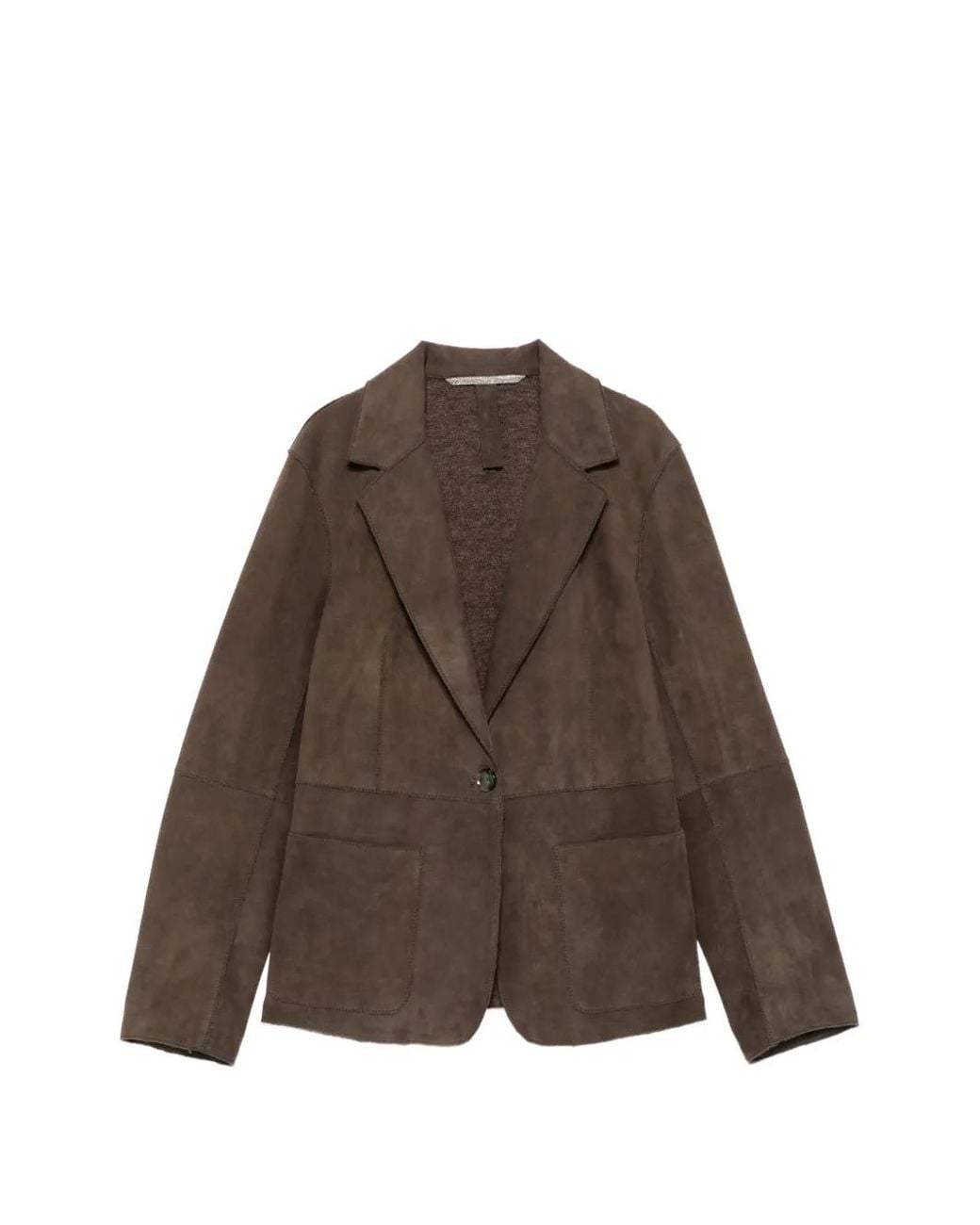 The Jackie Leathers Brown Lucilla Single-Breasted Leather Blazer
