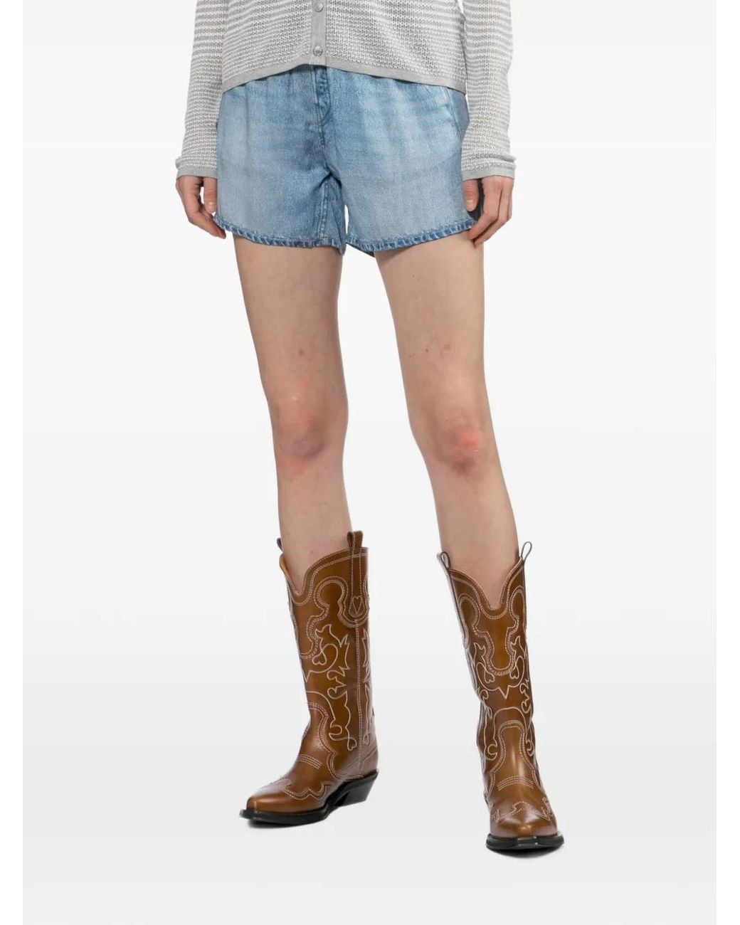 Rag & Bone Blue Faded-Effect Shorts