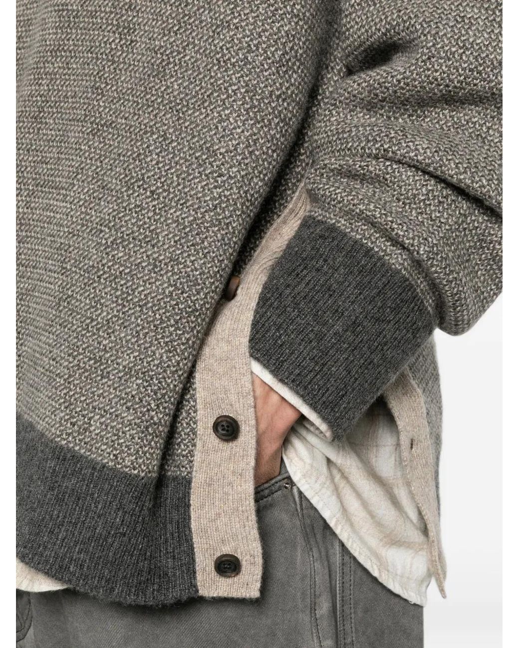 Ziggy Chen Gray Pull À Manches Raglan Et Fente Boutonnée for men