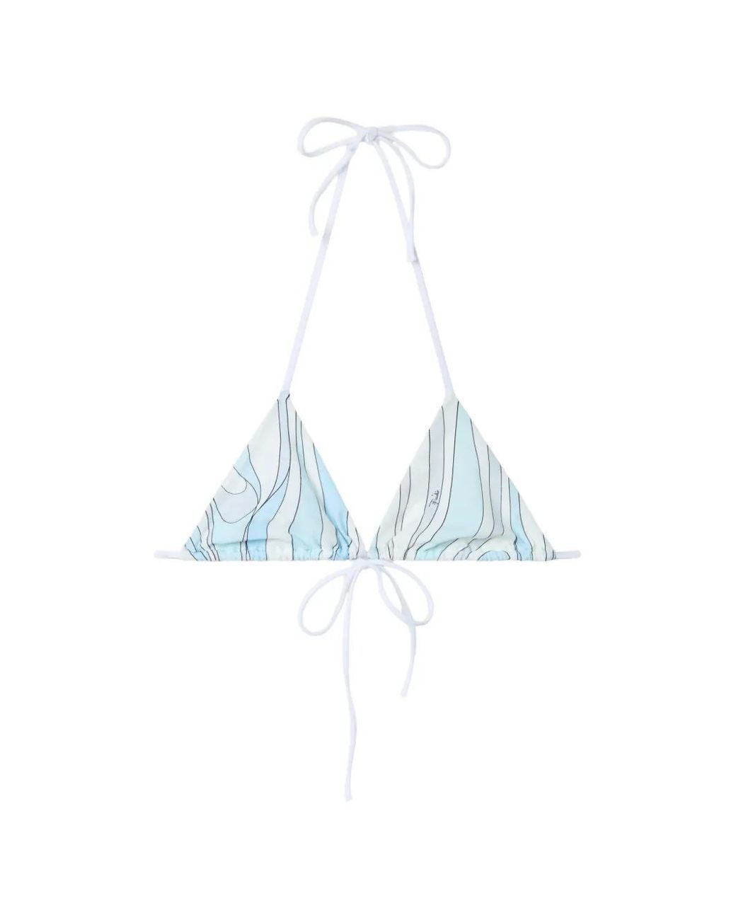 Emilio Pucci Blue Marmo-Print Bikini Top