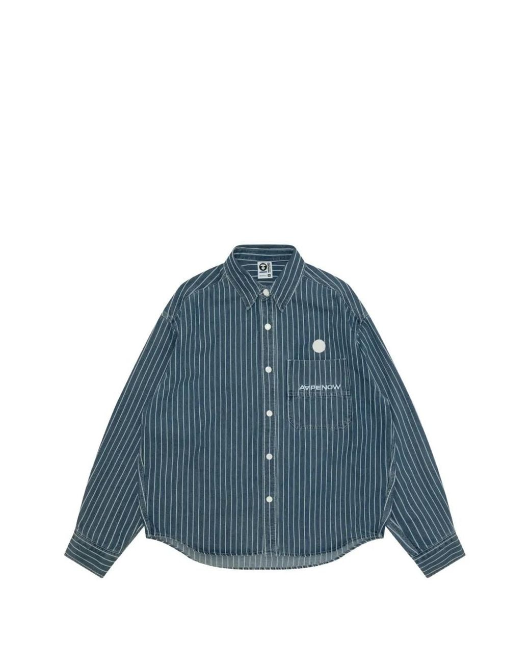 Aape By A Bathing Ape Blue Aapenow Moonface Striped Shirt for men