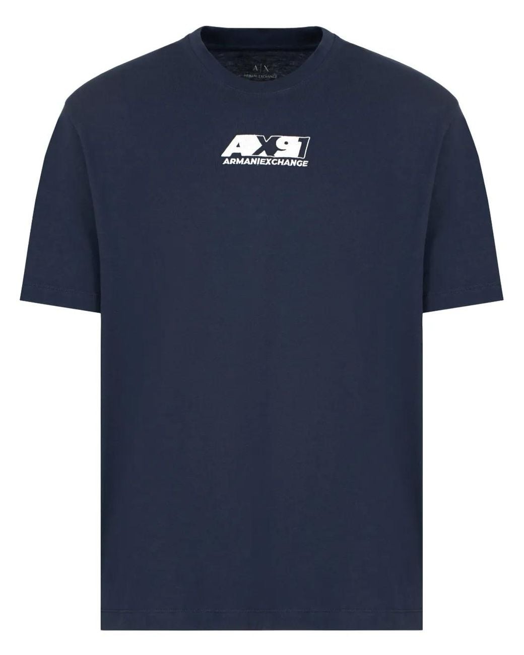ARMANI EXCHANGE Blue Logo-Embroidered T-Shirt for men