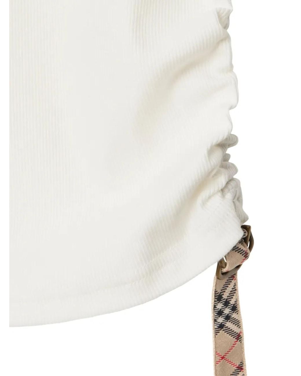 Burberry White Ruched Top