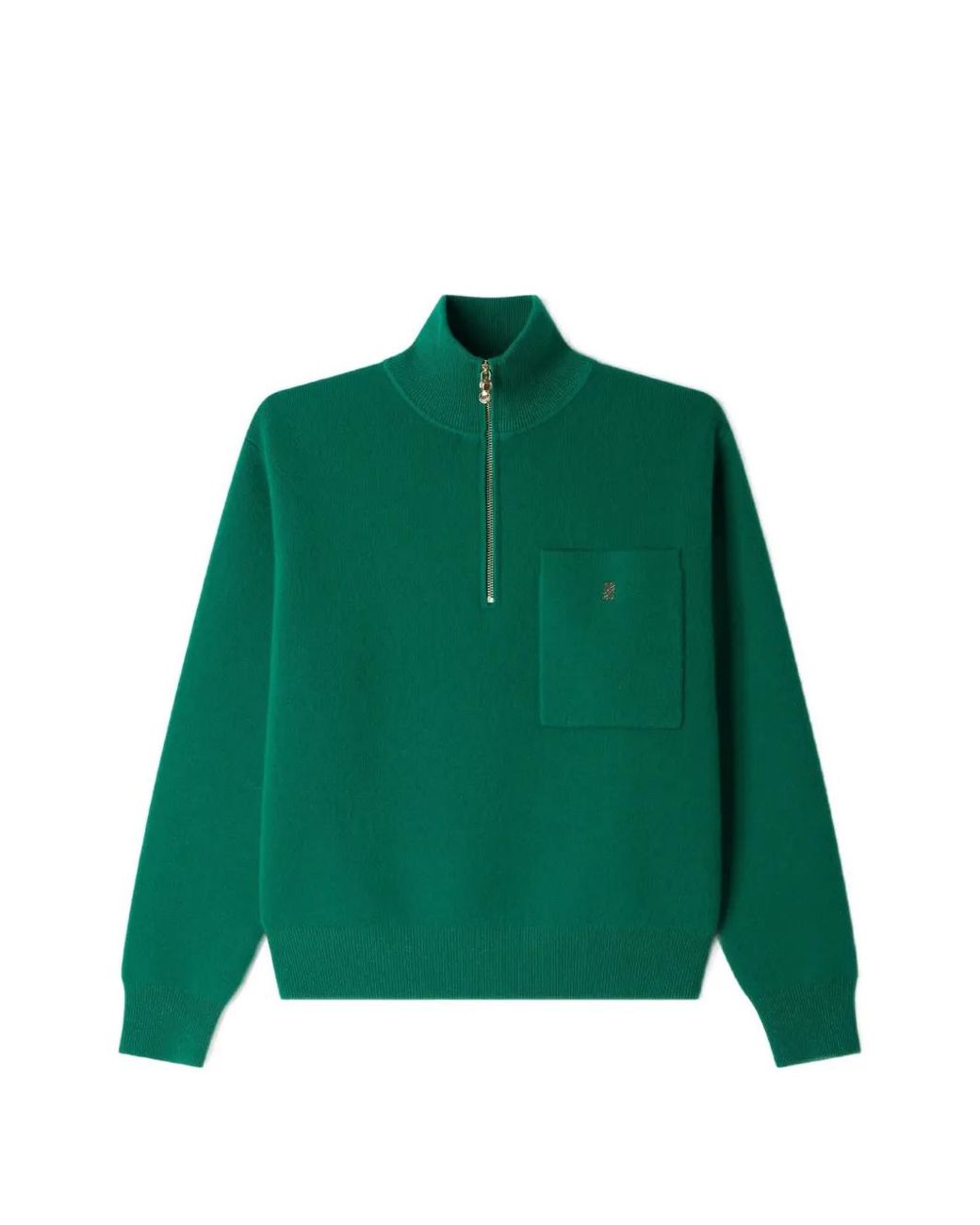 Sandro Green Half-Zip Chest-Pocket Sweatshirt