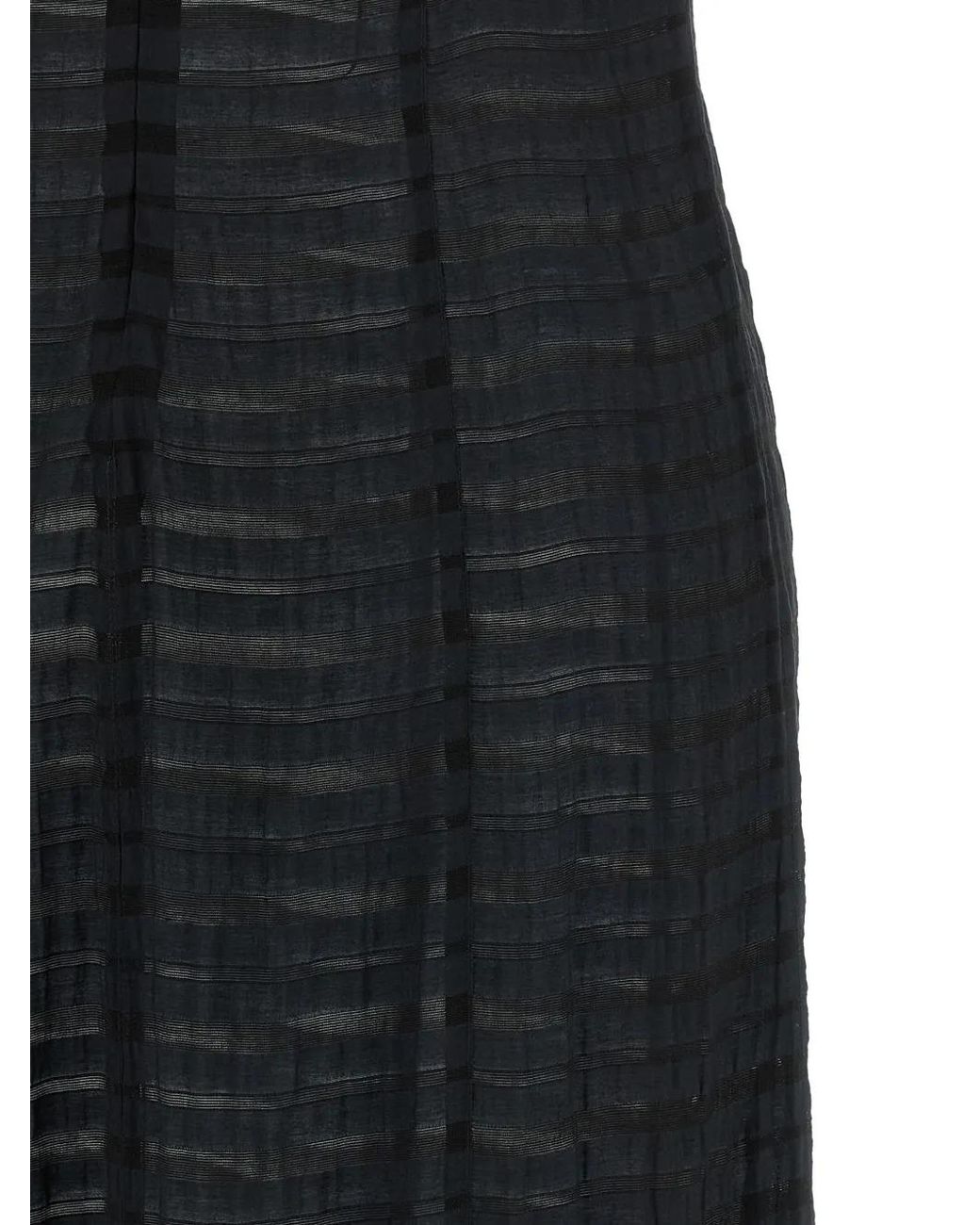 Thelatest Black Striped Sleeveless Maxi Dress