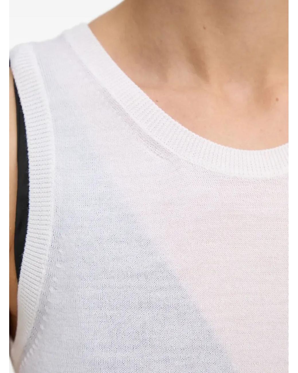 Aeron White Round-Neck Sleeveless Top