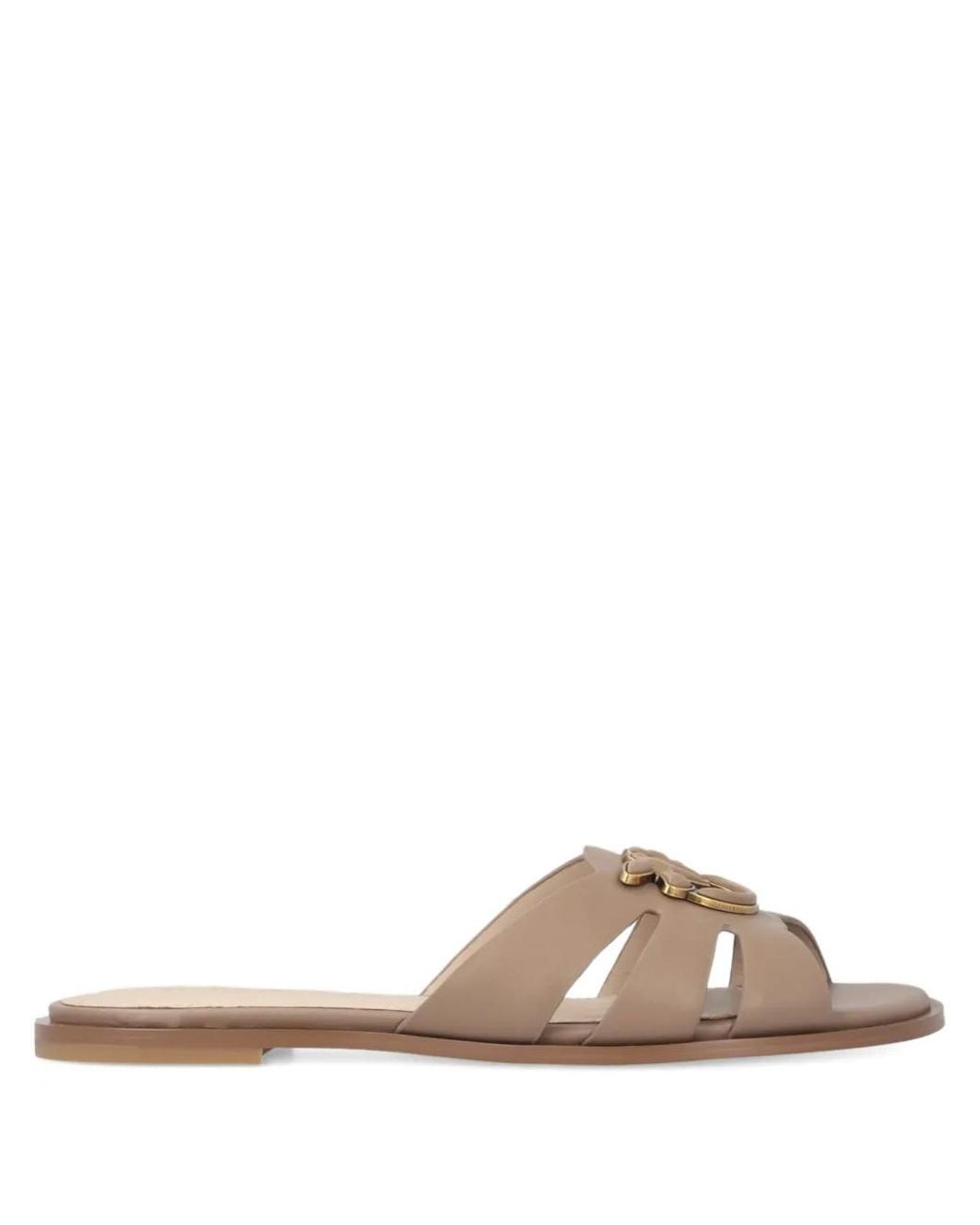 Pinko Brown Elegant Leather 'Milly' Slides