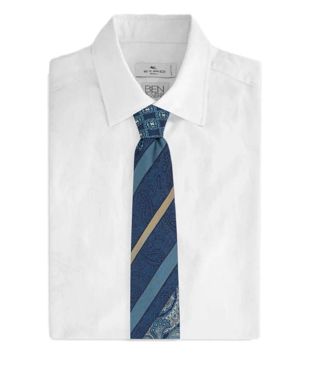 Etro Blue Jacquard Patchwork Tie for men