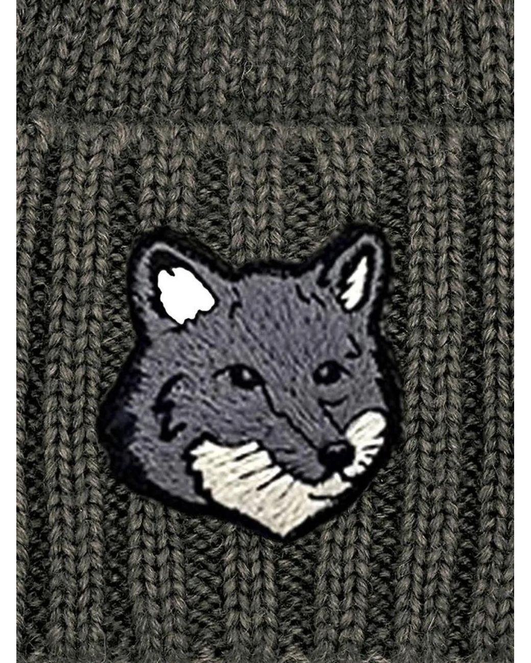 Maison Kitsuné Green Fox Head Large Beanie for men