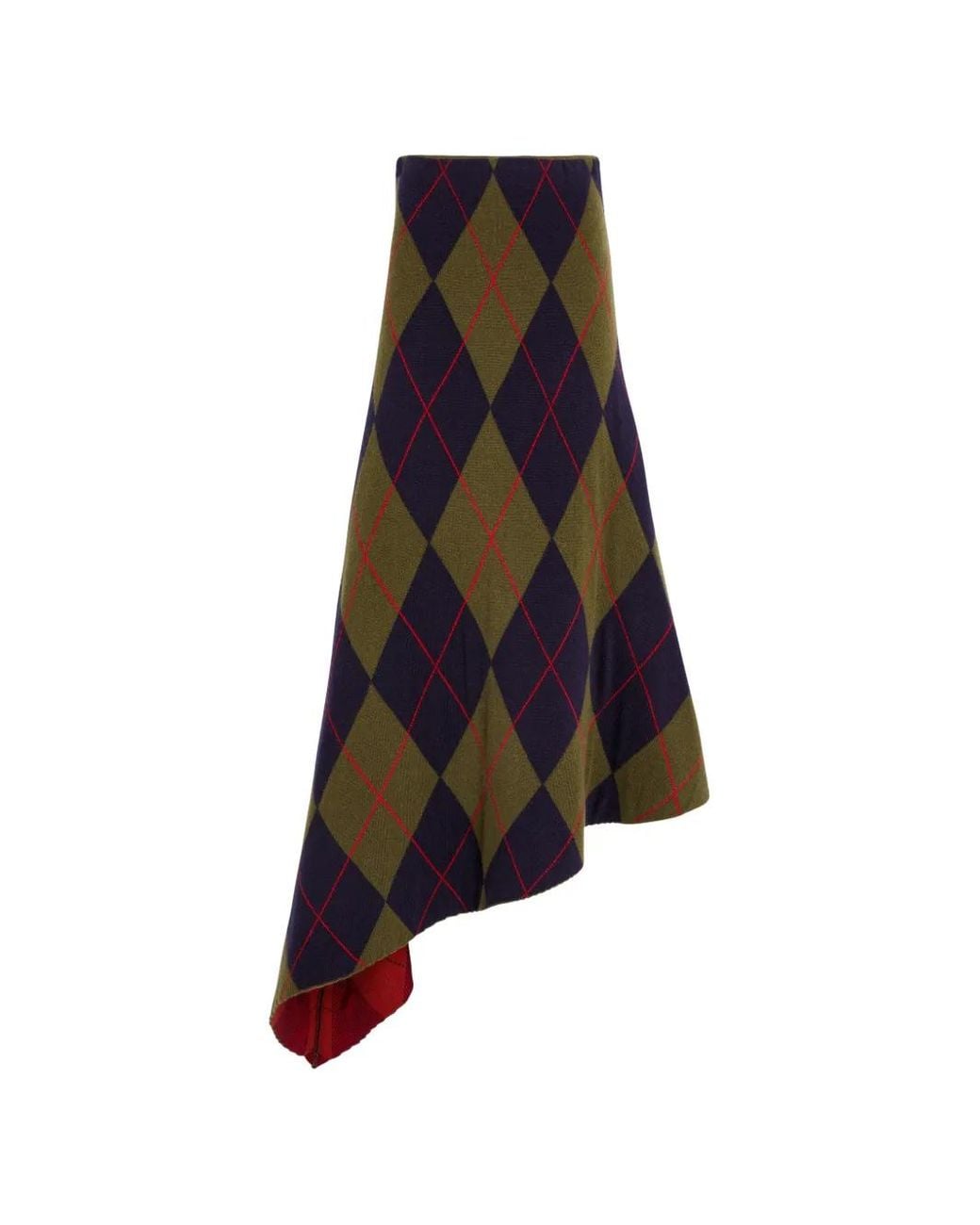 A.W.A.K.E. MODE Black Argyle-Pattern Asymmetric Skirt