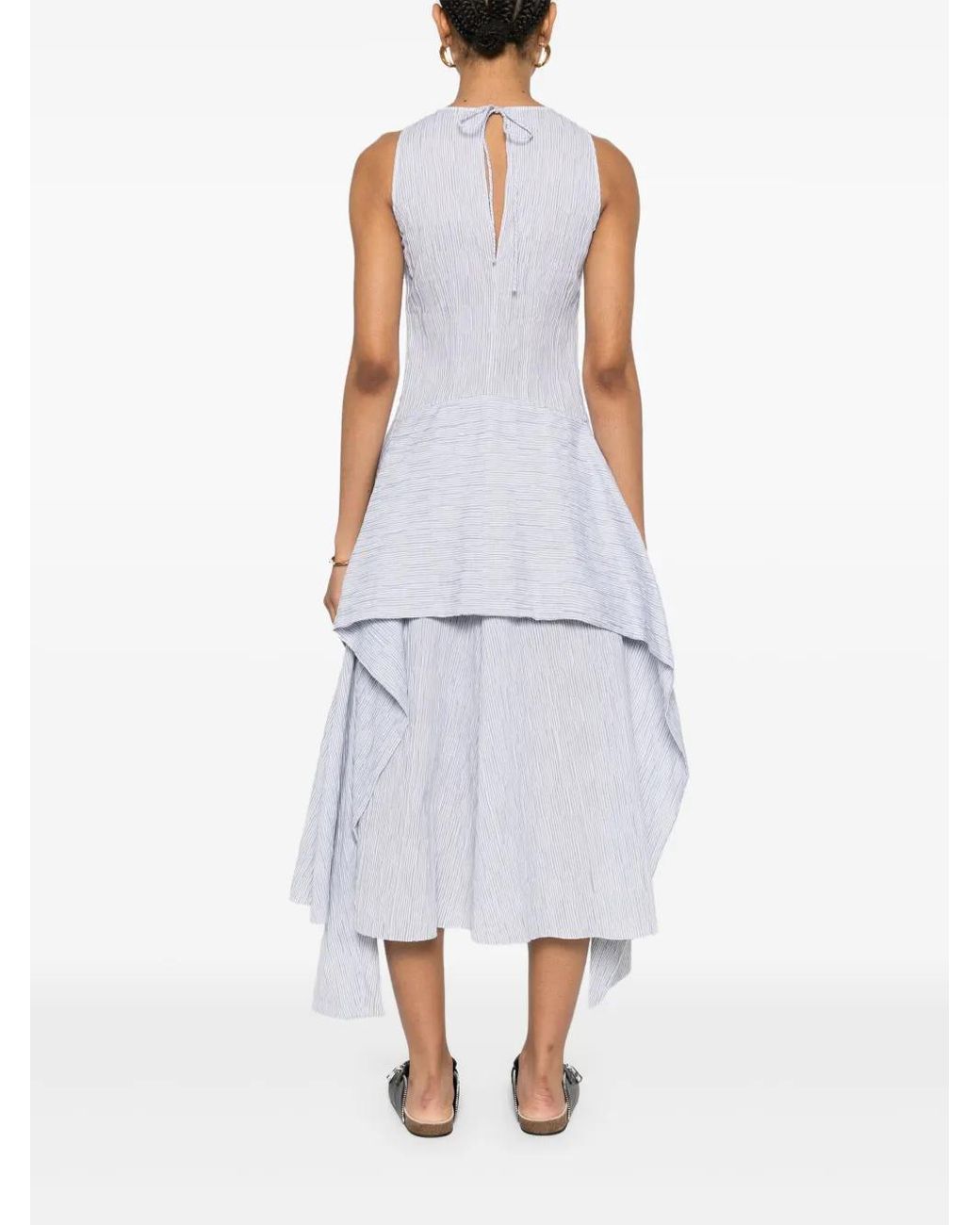 Loewe White Cotton Blend Midi Dress