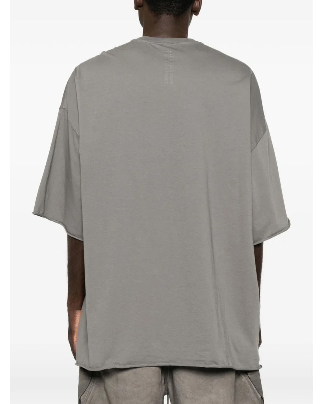 Rick Owens Gray T-Shirt Tommy En Coton À Coupe Oversize Et Bords Francs for men