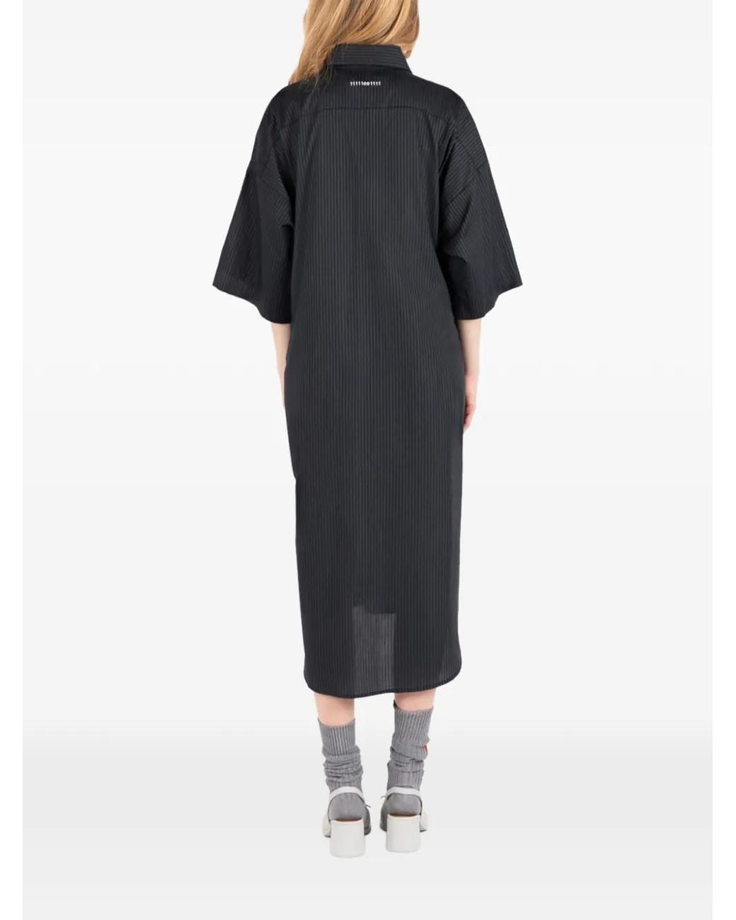 Societe Anonyme Black Button-Front Midi Shirt Dress