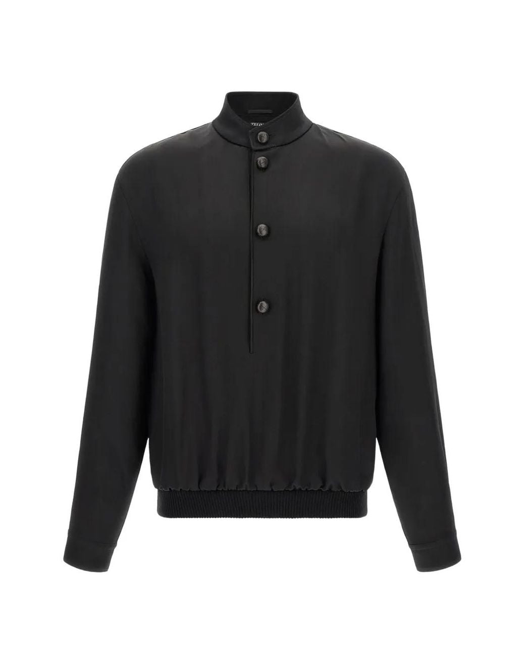 Zegna Black Mulberry-Silk 232 Road Brand Mark Sweatshirt for men