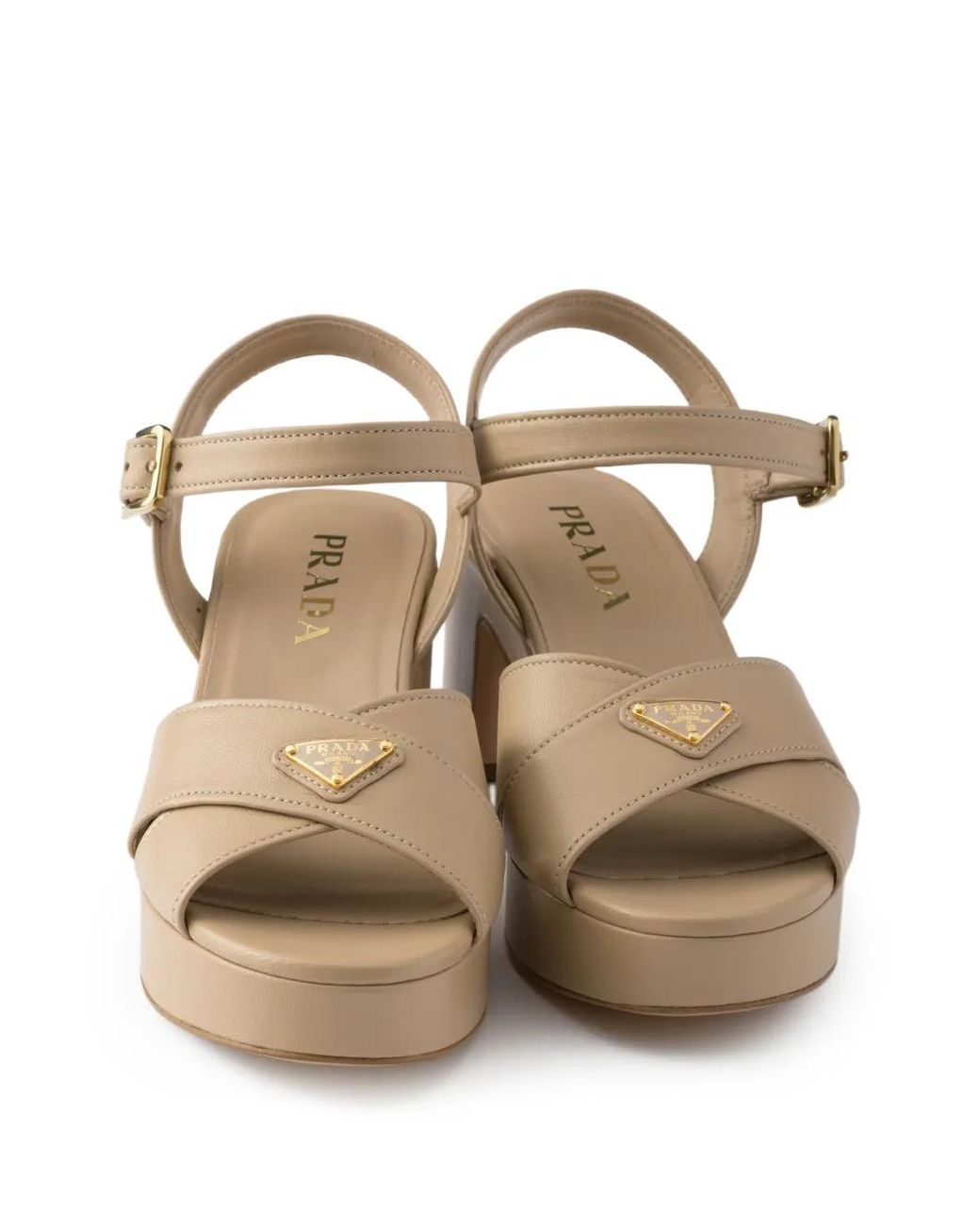 Prada Natural Nappa Leather Platform Sandals