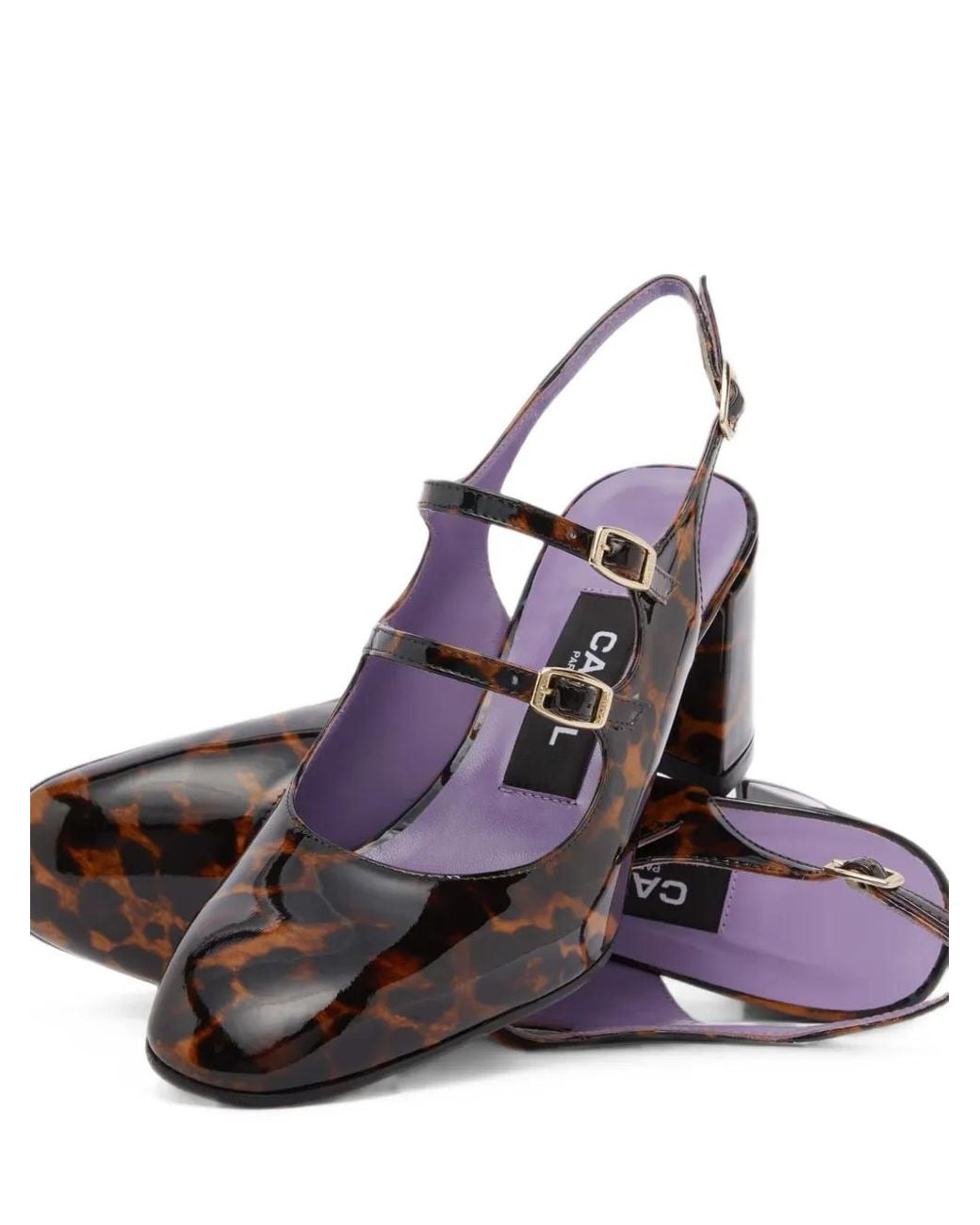 CAREL PARIS Brown Banana Leopard-Print Slingback Pumps