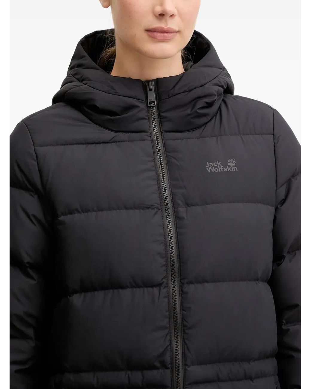 Jack Wolfskin Black Frozen Palace Hooded Zip-Fastening Coat