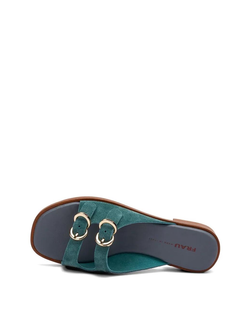 Frau Green Double-Buckle Suede Sandals