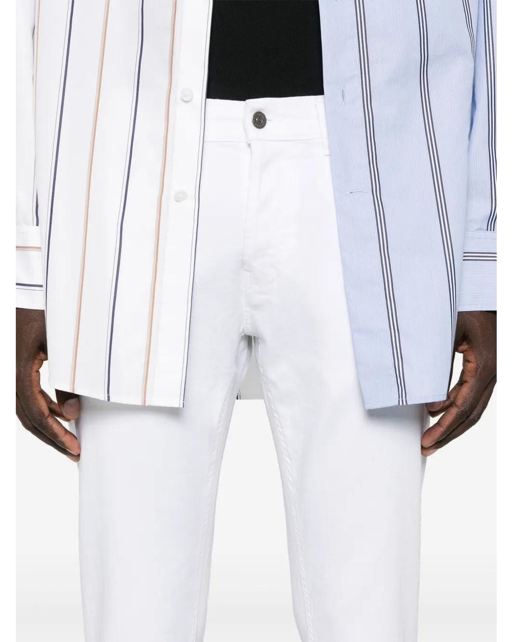 Dondup White Logo-Print Tapered Jeans for men