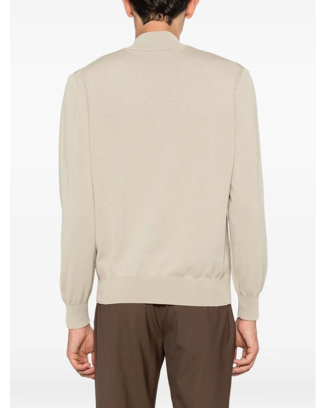 Canali Natural Zip-Up Knitted Cardigan for men